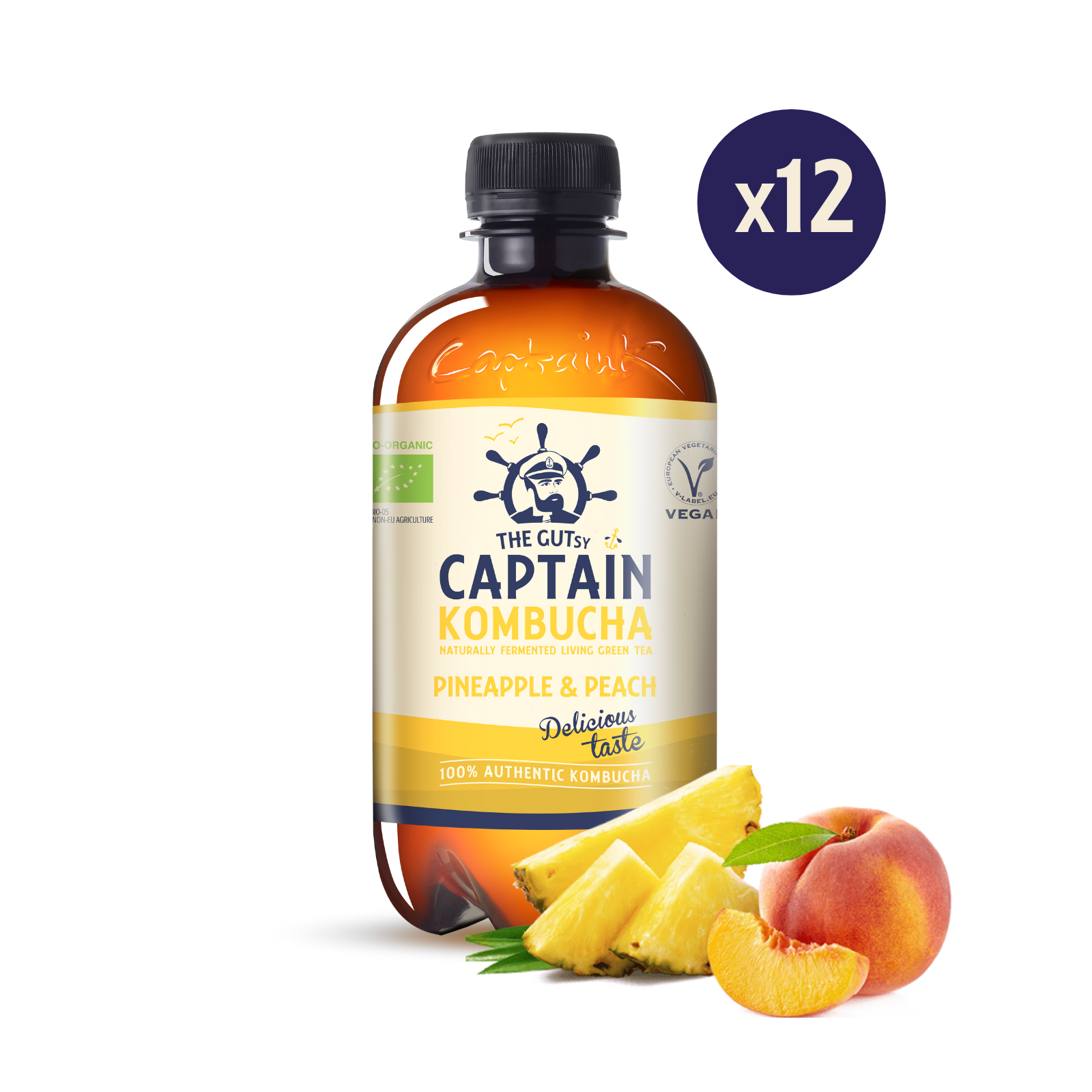 The GUTsy Captain Company – Kombuchá por atacado – GUTsy Captain Kombucha Ananás e Pêssego 12x400mL3