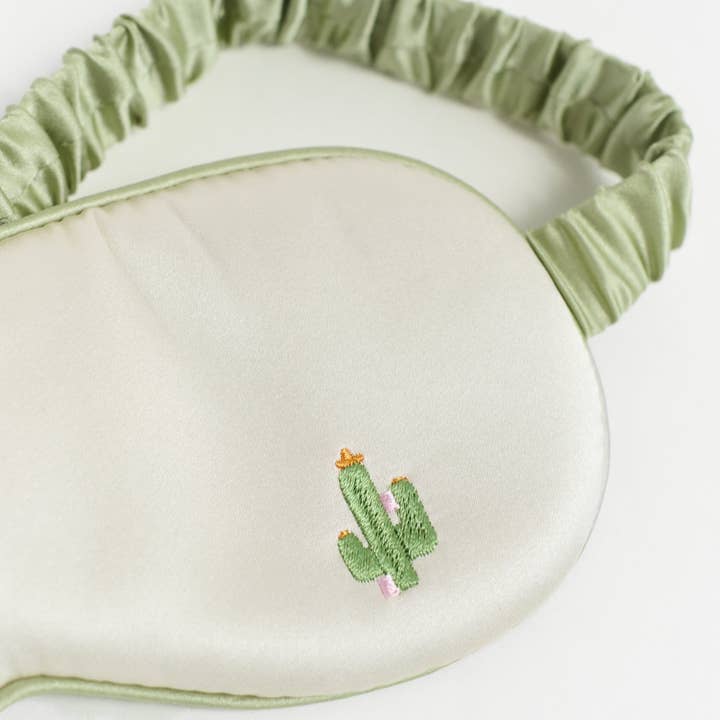 “Cactus" Silk Sleep Eye Mask - Beige for wholesale on Faire1