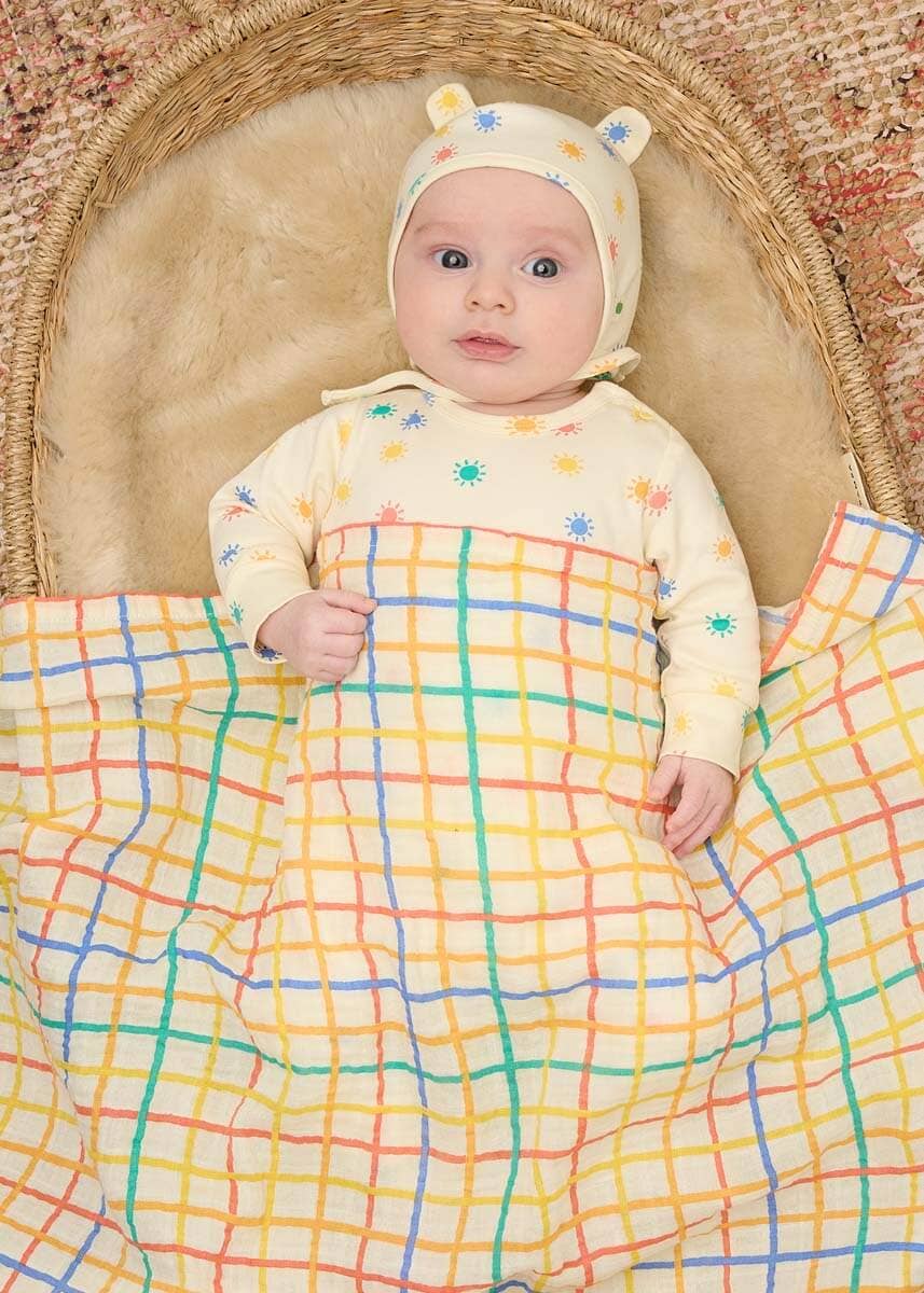 Rainbow Check Large Muslin Swaddle Blanket -Ditto for wholesale on Faire9