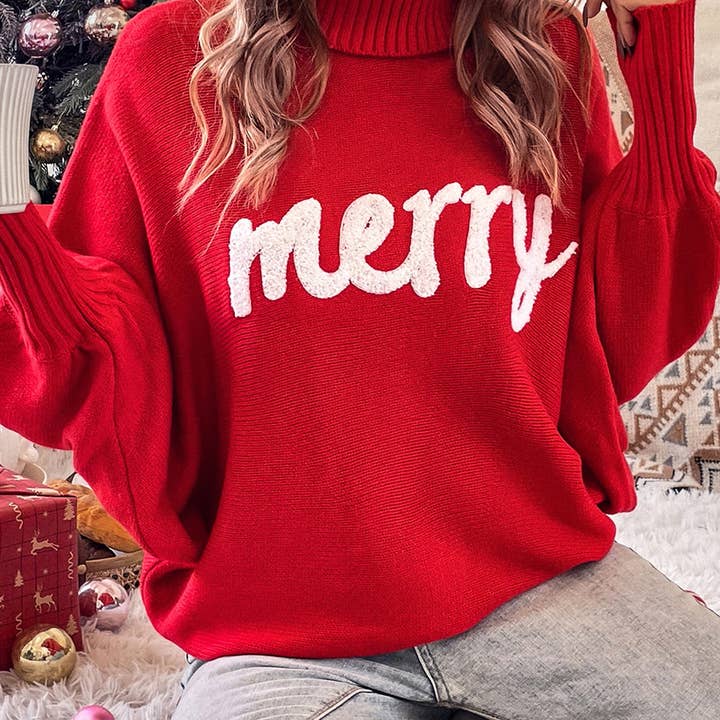 Merry Letter Embroidered High Neck Sweater ZZKF423 and other Purchase Wholesale strandkleding. Free Returns & Net 60 Terms on Faire trending on Faire.
