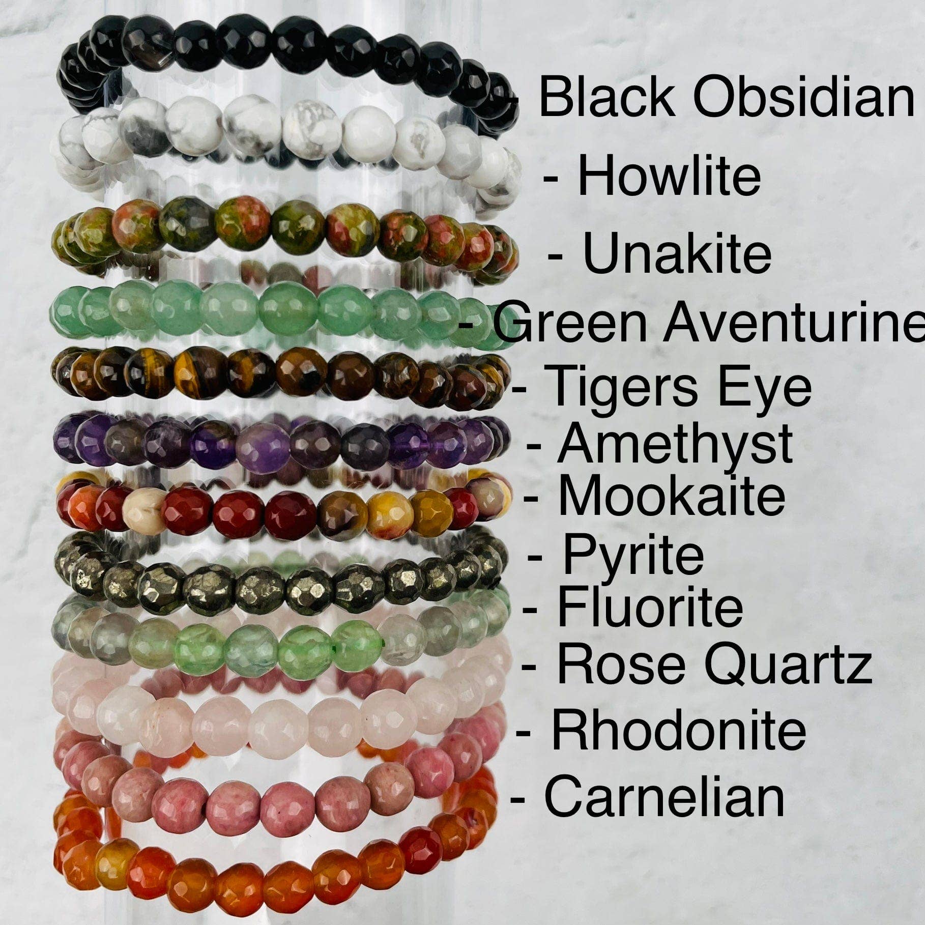 Rock Paradise - Wholesale Beaded Bracelet - Crystal Gemstone Round Bead Faceted Bracelets - 6mm -3
