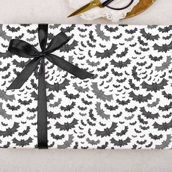 Halloween Bat Wrapping Paper | Gift Wrap for wholesale by Making Meadows Ltd