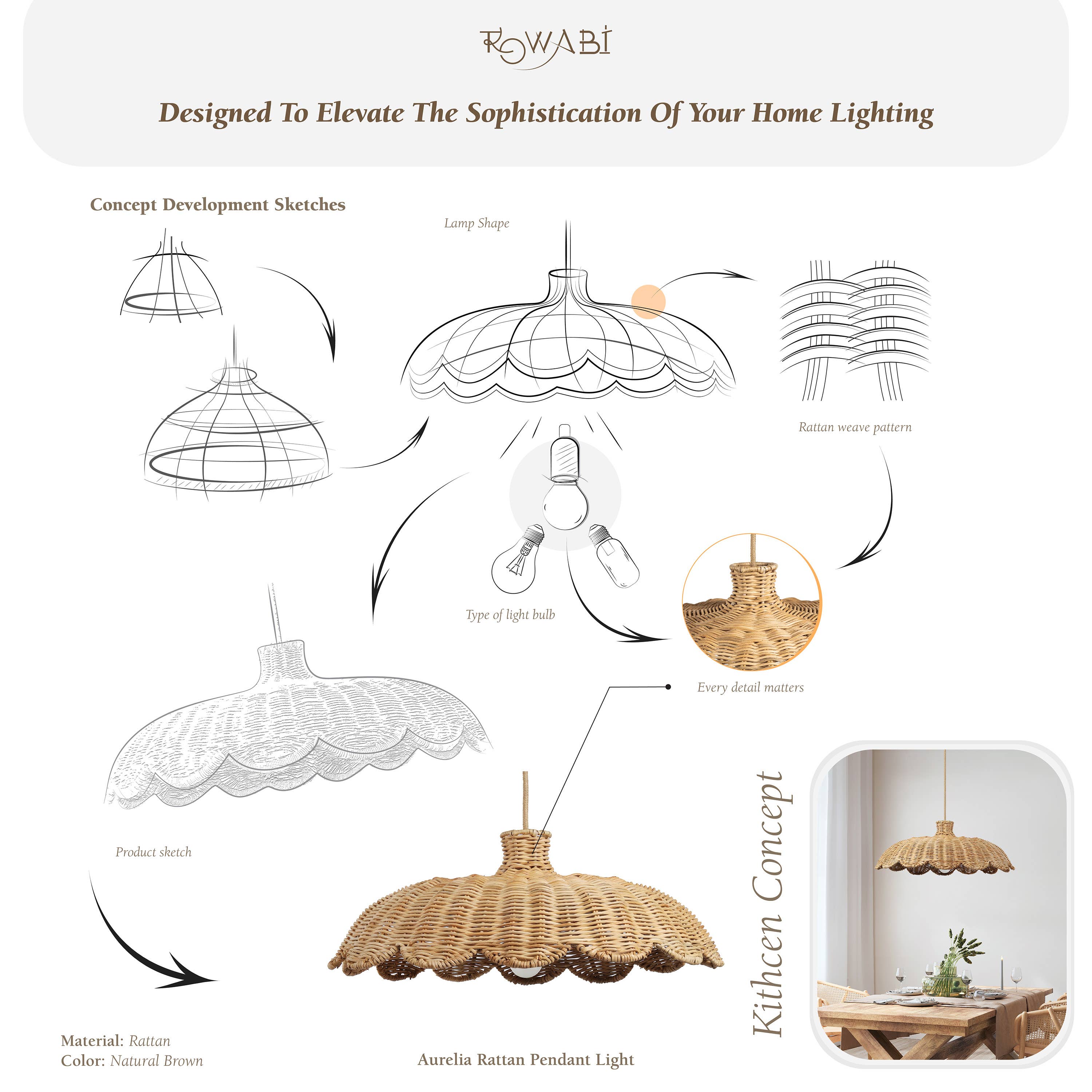Rowabi - Wholesale Chandelier/Hanging Light - Aurelia Rattan Pendant Light7