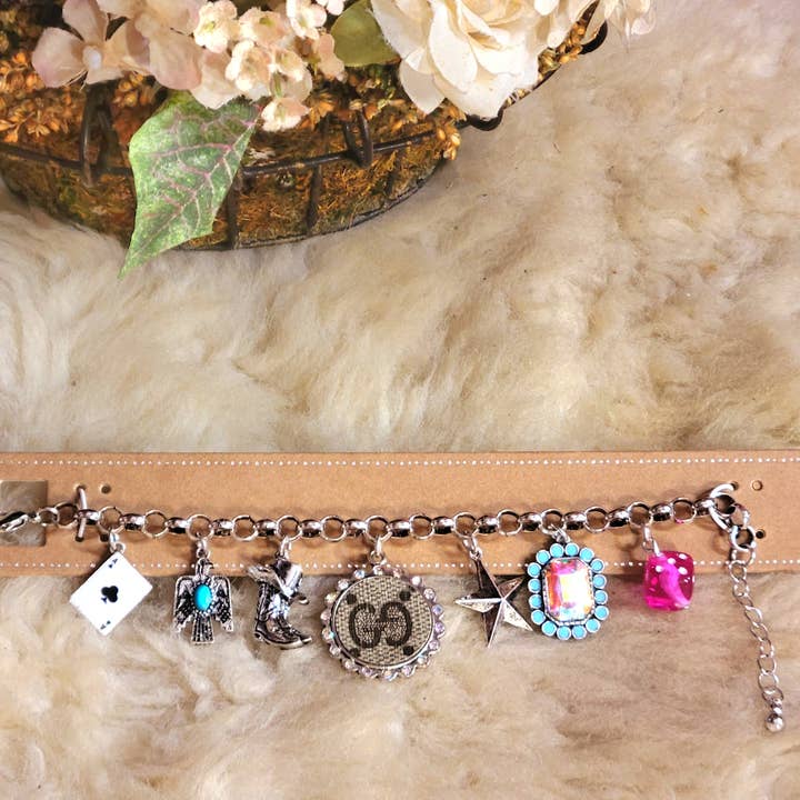Western lucky dice charm bracelet  for wholesale by Upcycled Always & Forever accessories
