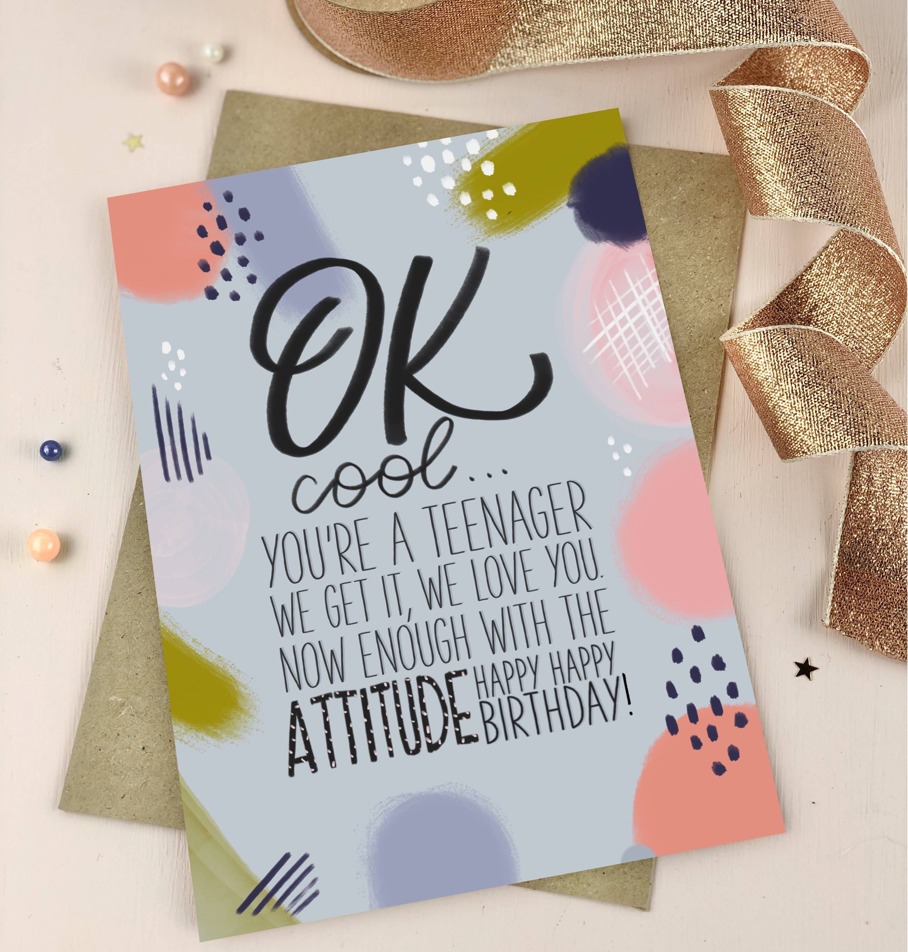 The Little Posy Print Company – Engroshandel Fødselsdagskort – Teenage Attitude fødselsdagskort0