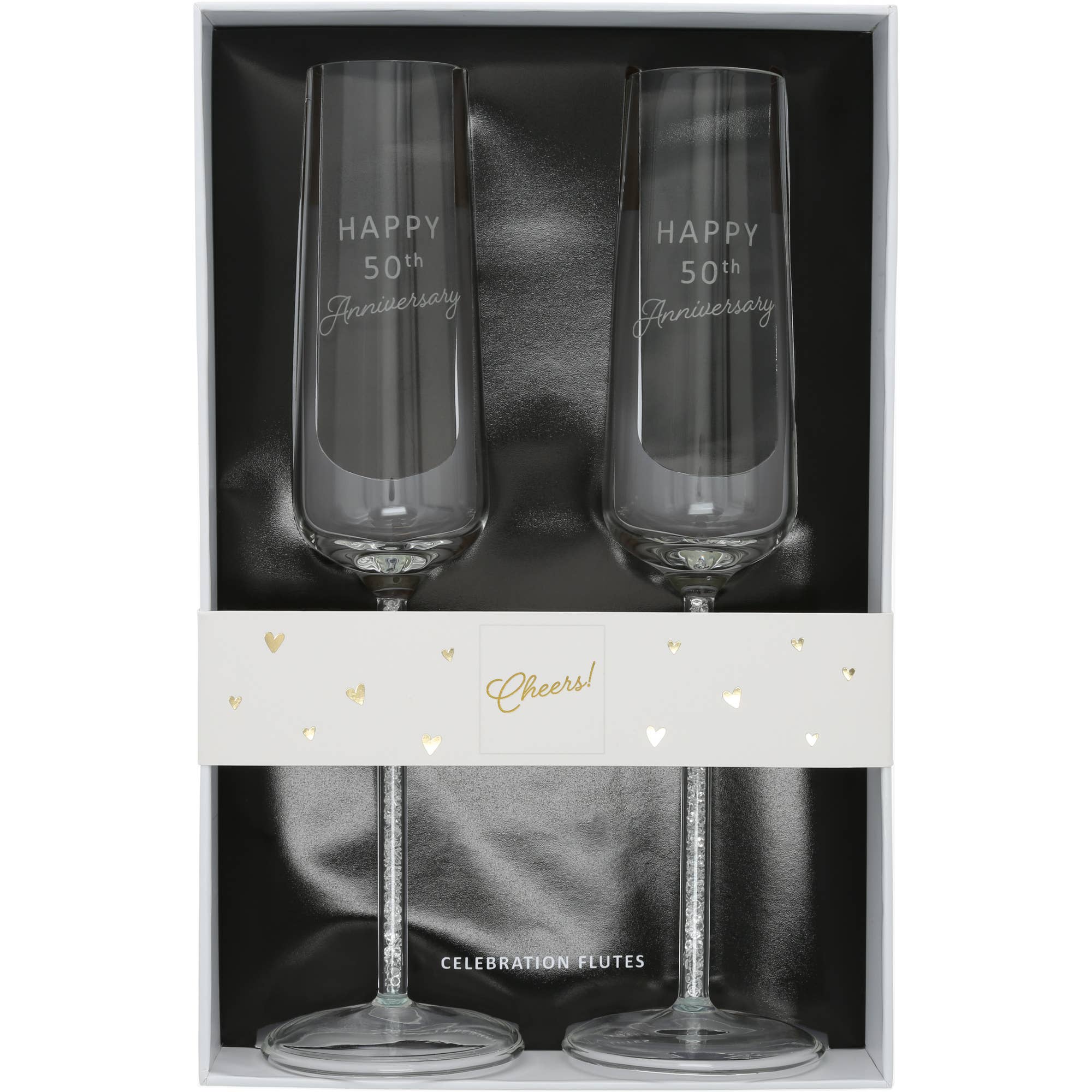 Pavilion – Engroshandel Champagneglas – 50-års jubilæum - 7 oz glasristefløjte-gavesæt0