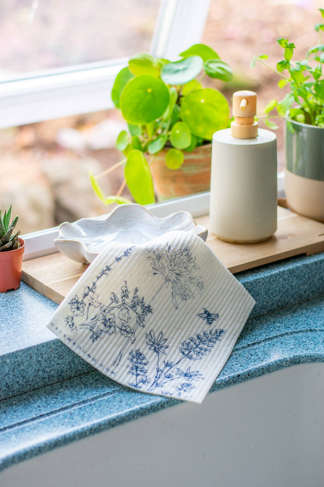 Helen Round - hand printed linen and bamboo wellness - Wholesale Dishcloth - Kitchen Cloths, Set Of 2 Household Sponges, Swedish Cloths6