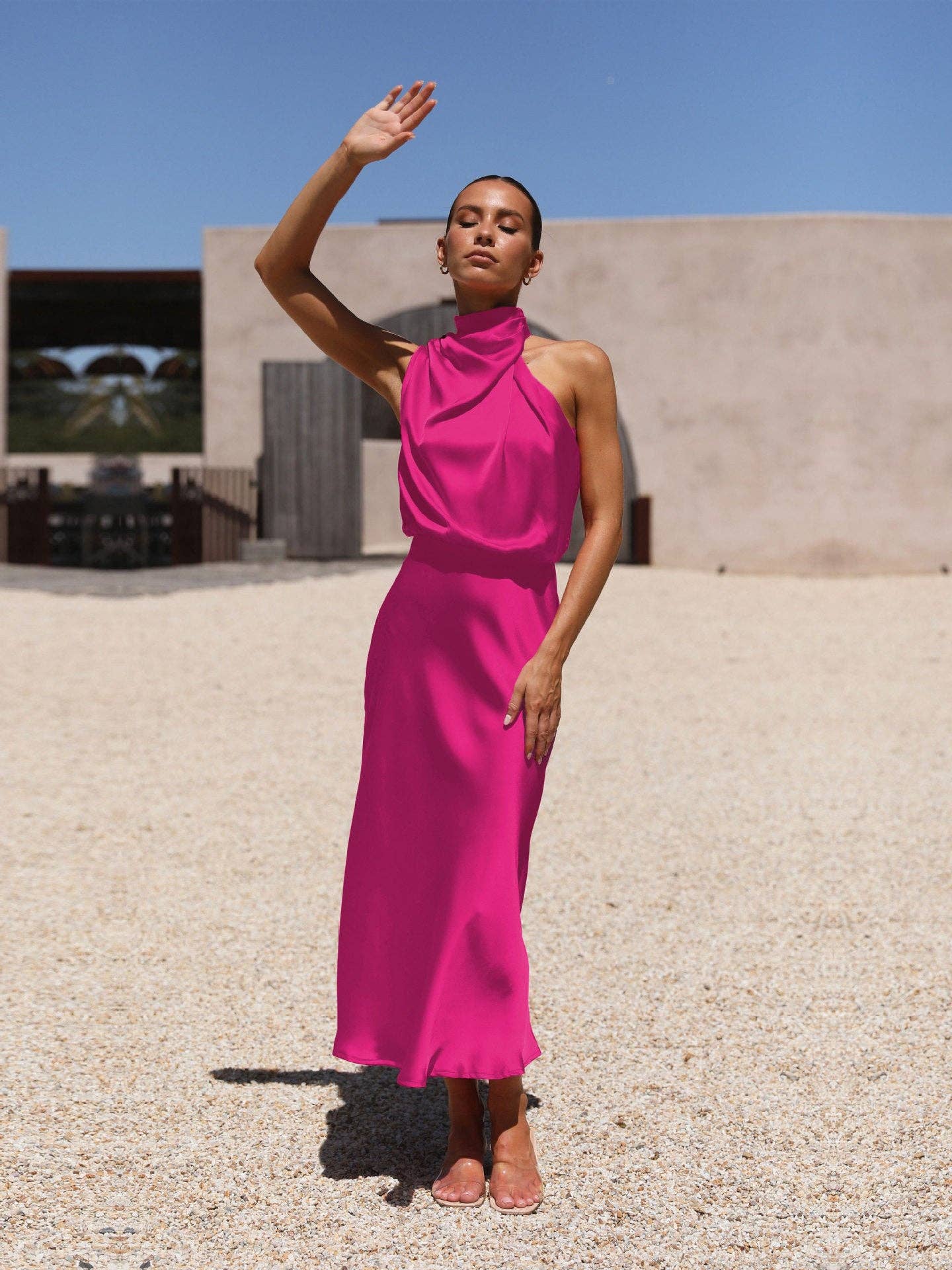 Sweetkama - Wholesale Dress - Women's - Ladies Eleganr Sleeveless Satin Midi Dress GQQT66