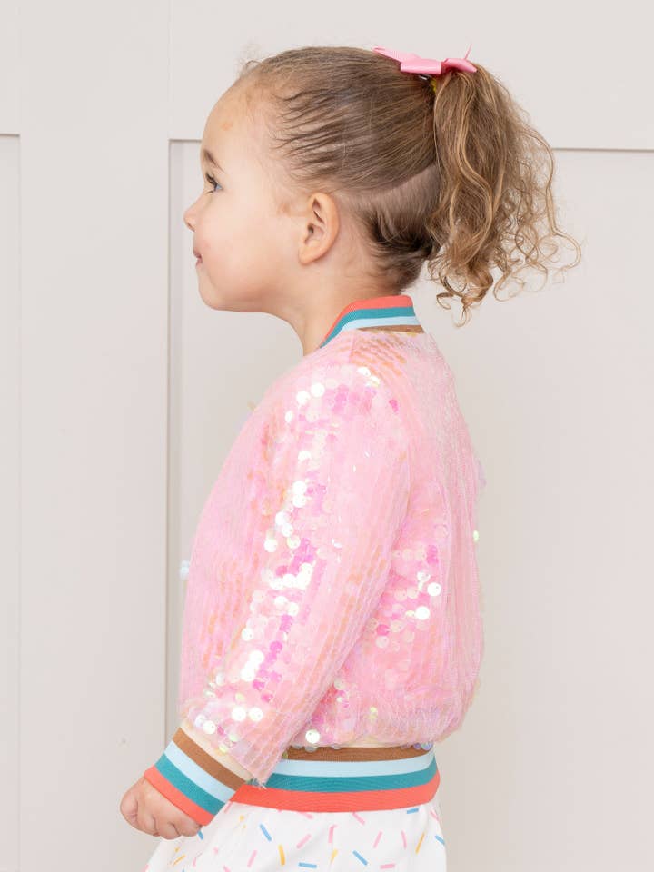 Marie Nicole Clothing - Wholesale Bomber Jacket - Kids - Pink Iridescent Bomber Jacket4