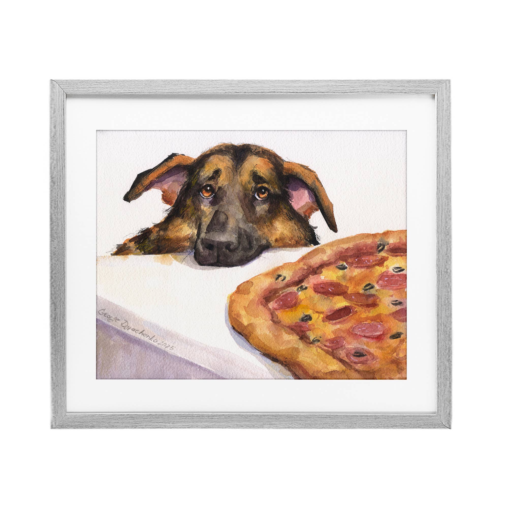 Stupell Industries - Wholesale Wall Sign - German Shepherd with Pizza - Print Under Glass Wall Art9