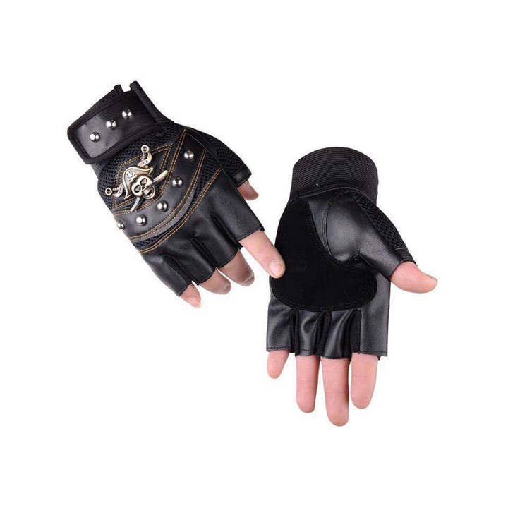 Tourtiwi – Großhandel Handschuhe – Damen – Fingerlose Pirate Skull Motorradhandschuhe