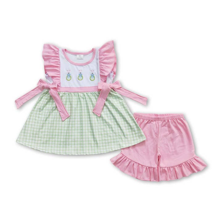 Yawoo Garments - Wholesale Jumpsuit - Baby - Green stripe eggs bunny baby boys easter romper