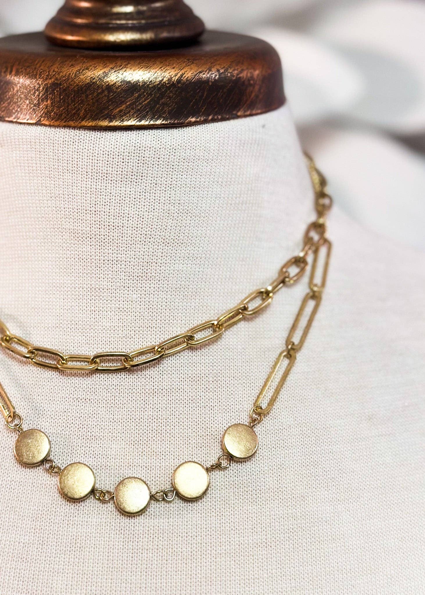 Nette Road Wholesale - Wholesale Link & Chain Necklace - Multi Layer Paper Clip Chain Necklace1