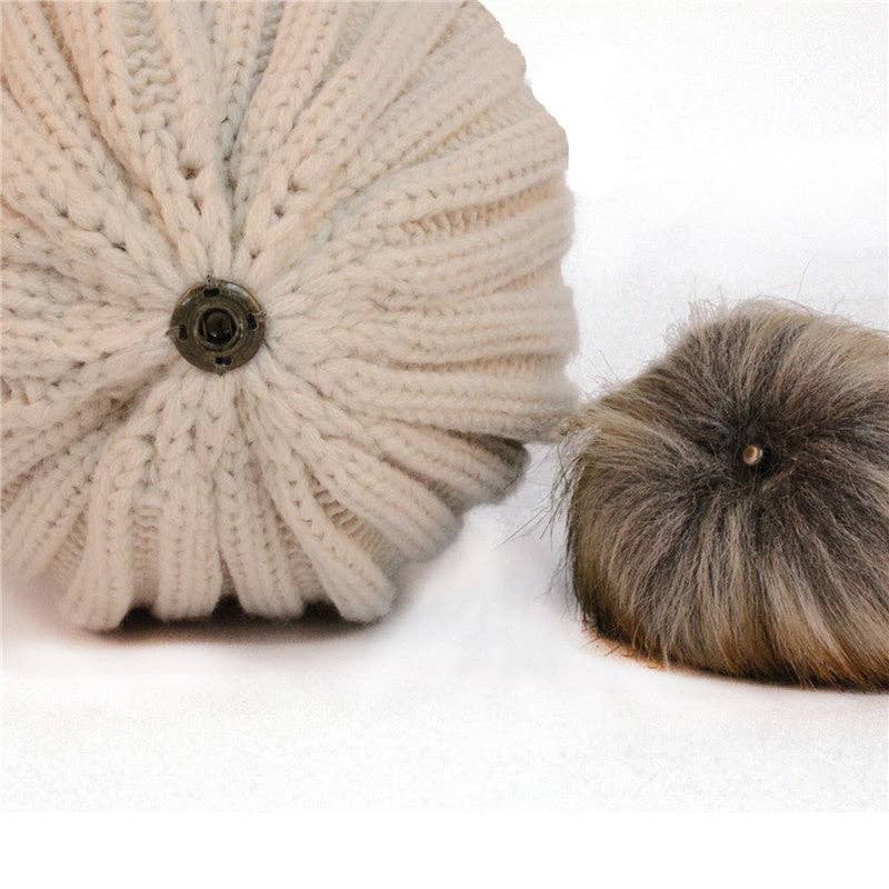 Sheer Trend - Wholesale Beanie - Women's - Solid Color Casual Fur Ball Warm Knit Hat Beanies6