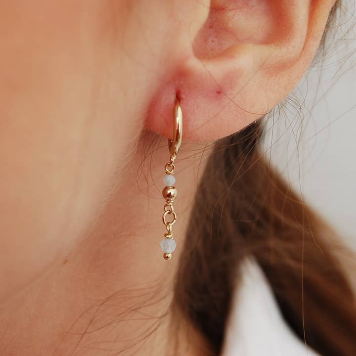 Aquamarine earrings, 925 silver earrings, aquamarine hoops for wholesale by Yneda Jewels