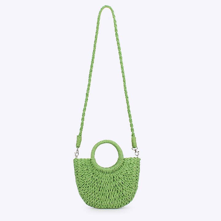 ACCITY - Wholesale Beach Bag - SOLID COLOR SEMI-CIRCLE HANDMADE STRAW BAG_CWAB46966