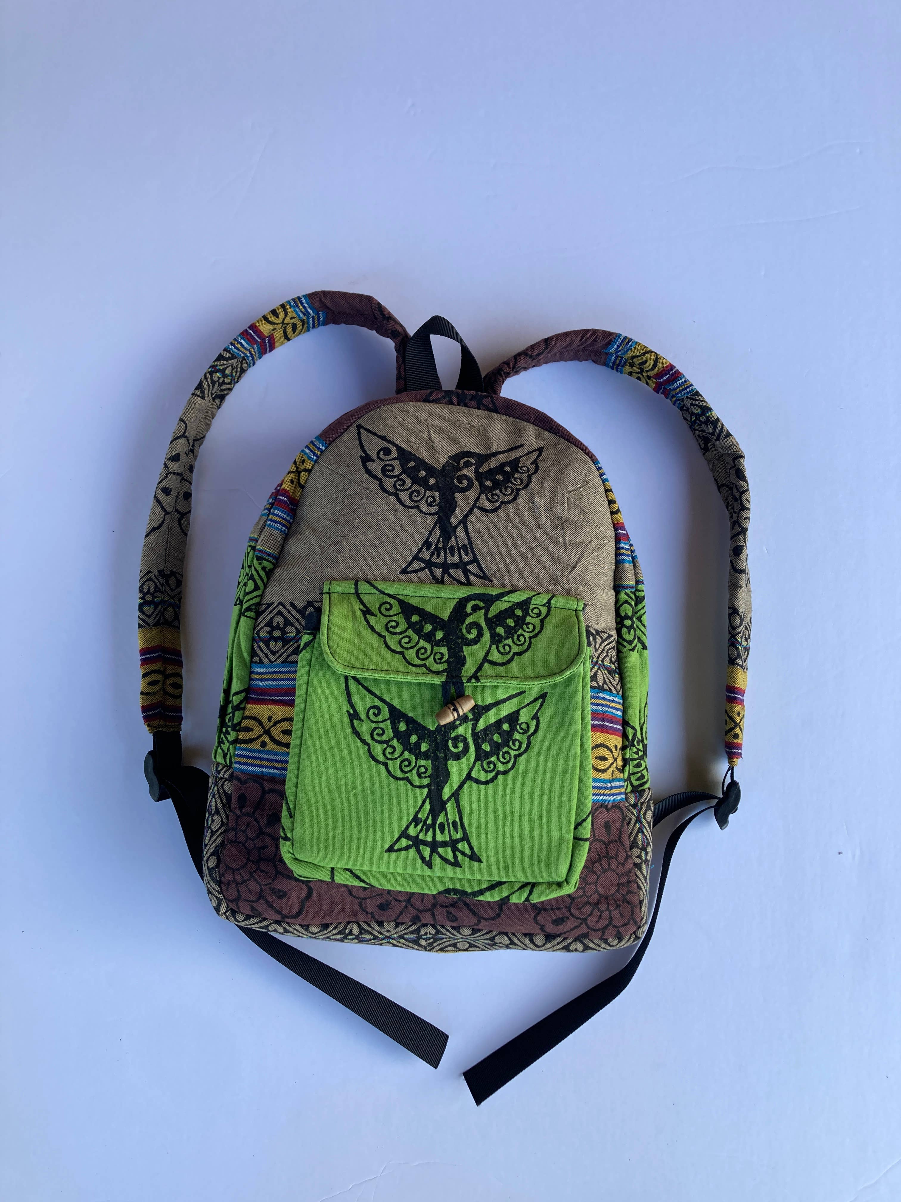 Ganesh Himal Trading - Wholesale Backpack - Women's - Small Cotton Blockprint Backpack with Adjustable Straps11