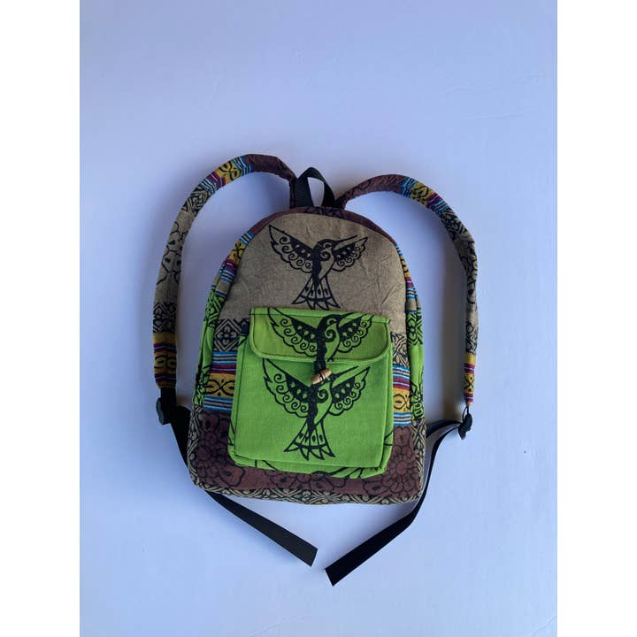 Ganesh Himal Trading - Wholesale Backpack - Women's - Small Cotton Blockprint Backpack with Adjustable Straps11