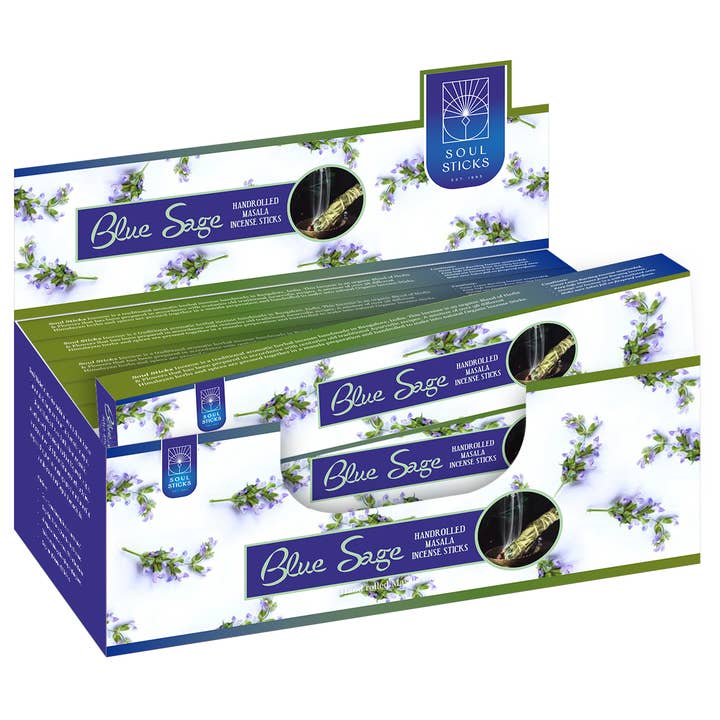 Soul Sticks - Blue Sage Masala Incense Sticks (12) for wholesale by Designs by Deekay Inc.
