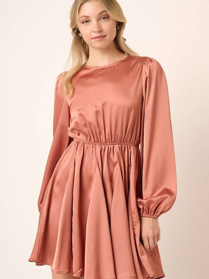 SATIN CUT OUT BACK DETAIL MINI DRESS for wholesale by mittoshop