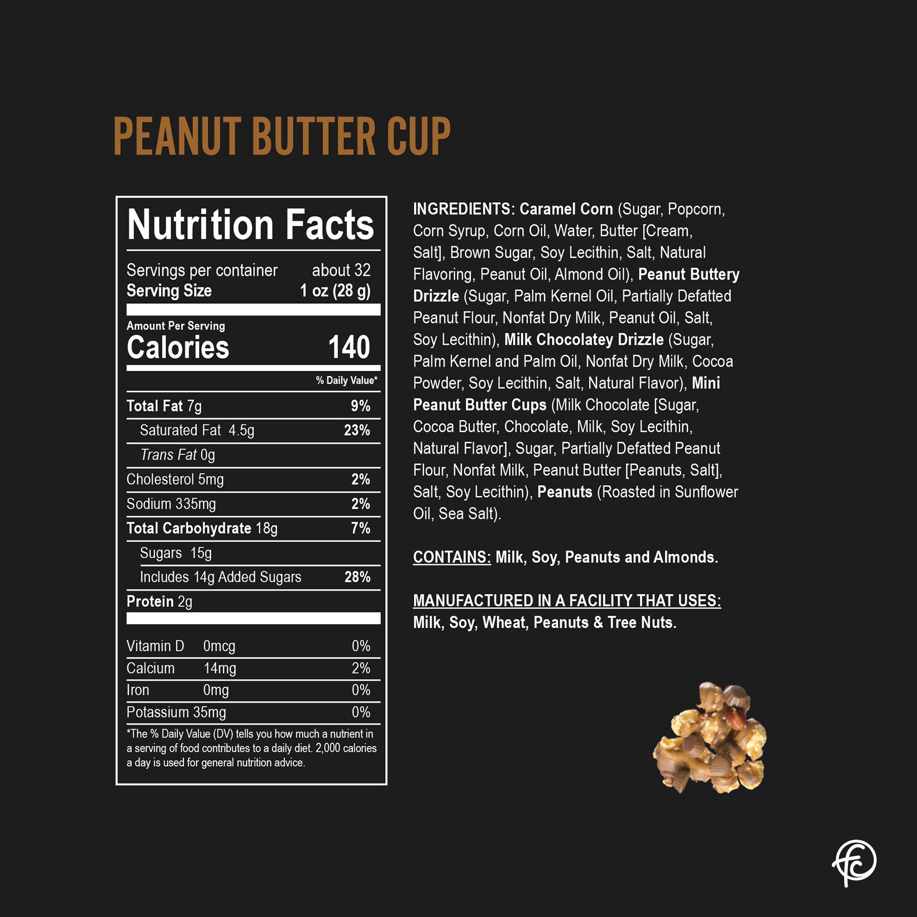 Funky Chunky - Wholesale Popcorn - Peanut Butter Cup | Caramel Corn Choco Popcorn | 5oz bags5
