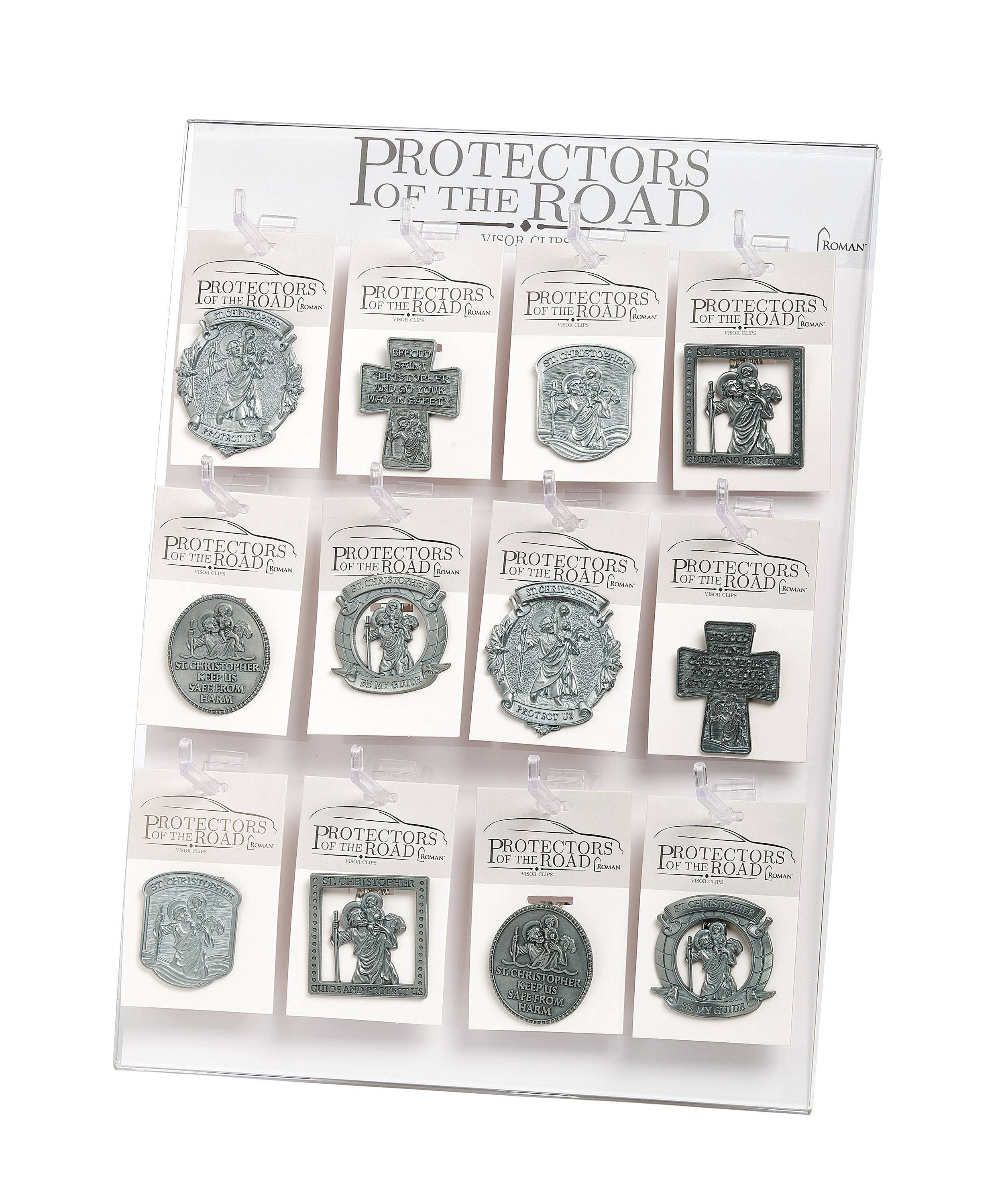 Roman - Wholesale Keepsake Coin/Token - St Christopher Visor Clip Carded; 6 Assorted 36-pc w/Display7
