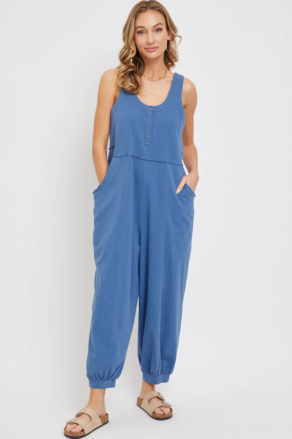 Sweet Lovely by Jen - Wholesale Jumpsuit - Women's - COTTON WASHED SLOUCHY JUMPSUIT25