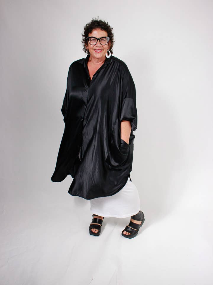 TCD Georgie Shirt - Black Silk for wholesale by The Carpenters Daughter