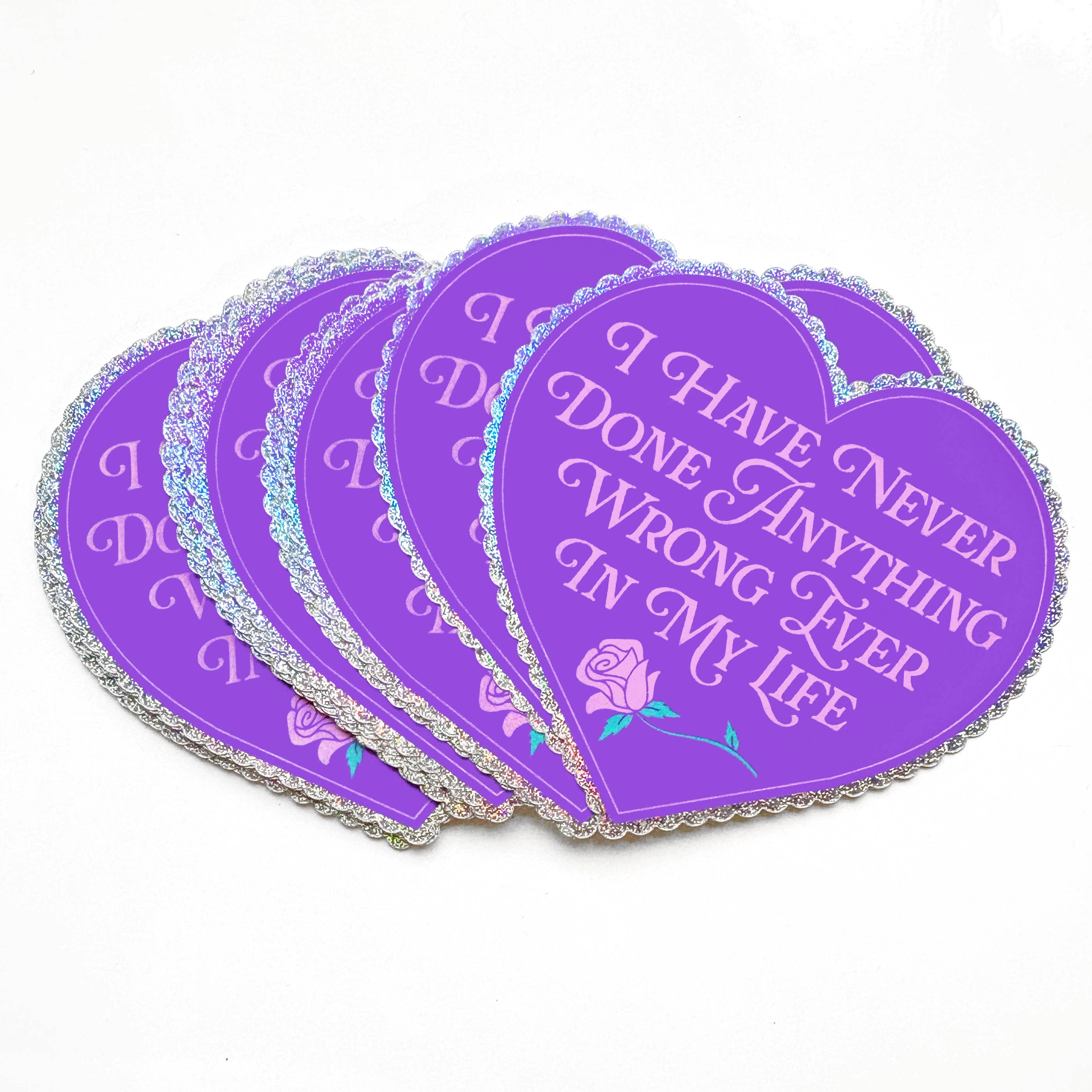 Krystan Saint Cat - Wholesale Sticker - I Have Never Done Anything Wrong Ever Heart Glitter Sticker1