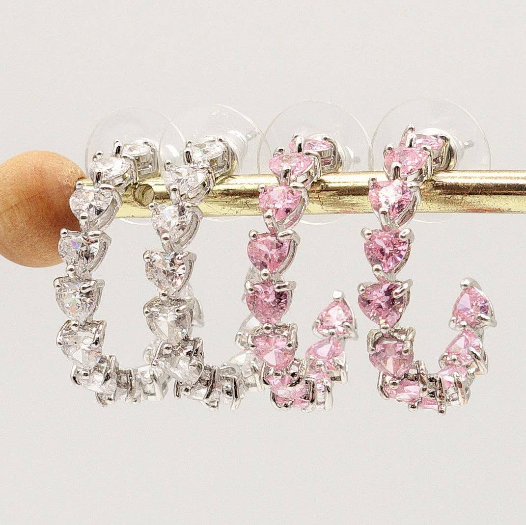 Daemon srls – wholesale Hoop-örhängen – CHERIE - HOOPS 2,5 cm - örhängen med hjärtformade zirkoner3