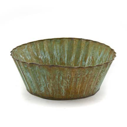 RD TIN PLANTER-VERDIGRIS for wholesale by Willow Group