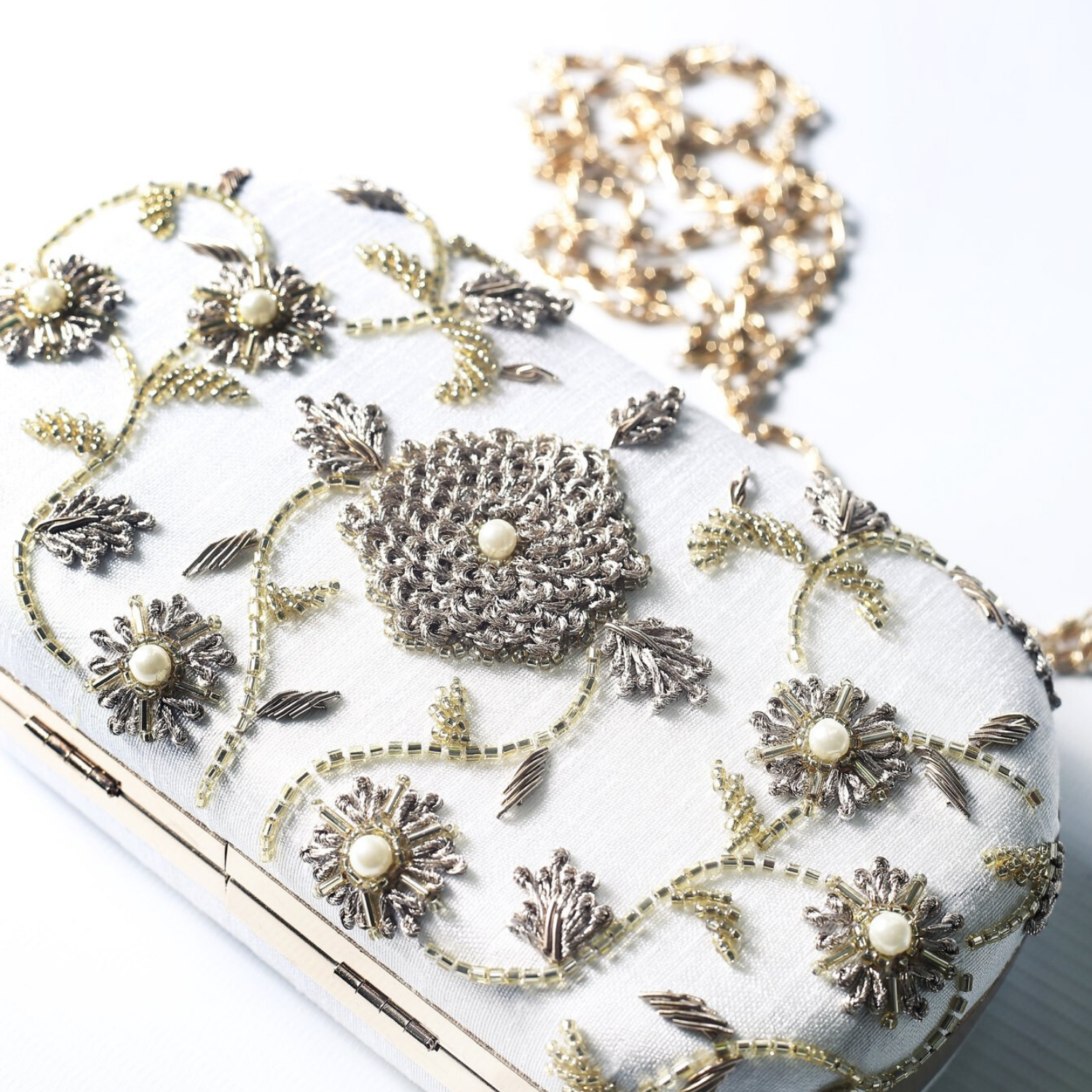 Clutch It Handbags - Wholesale Clutch Bag - Women's - AHANA Classic Minaudière Clutch with Zardozi Embroidery1