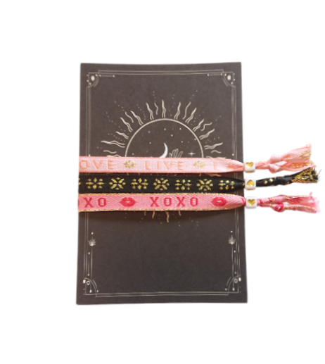 Sansira Jewelry - Vendita all'ingrosso Bracciale in tessuto/intrecciato - Braccialetto Nastro Testo Biglietto d'auguri Sole & Luna0