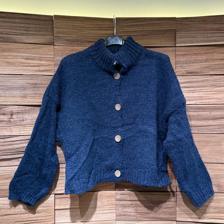 TAMBA - Wholesale Cardigan - Women's - Angora alpaca cardigan with stand-up collar and button placket2