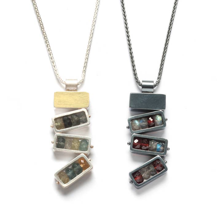 RJ24N - Four Rectangles Necklace - Vertical for wholesale by ASHKA DYMEL Studio