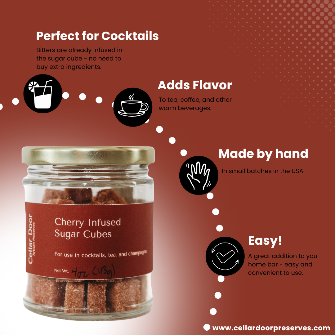 Cellar Door Preserves - Wholesale Sugar/Sweetener - Cherry Infused Sugar Cubes - Perfect for cocktails/mocktails1