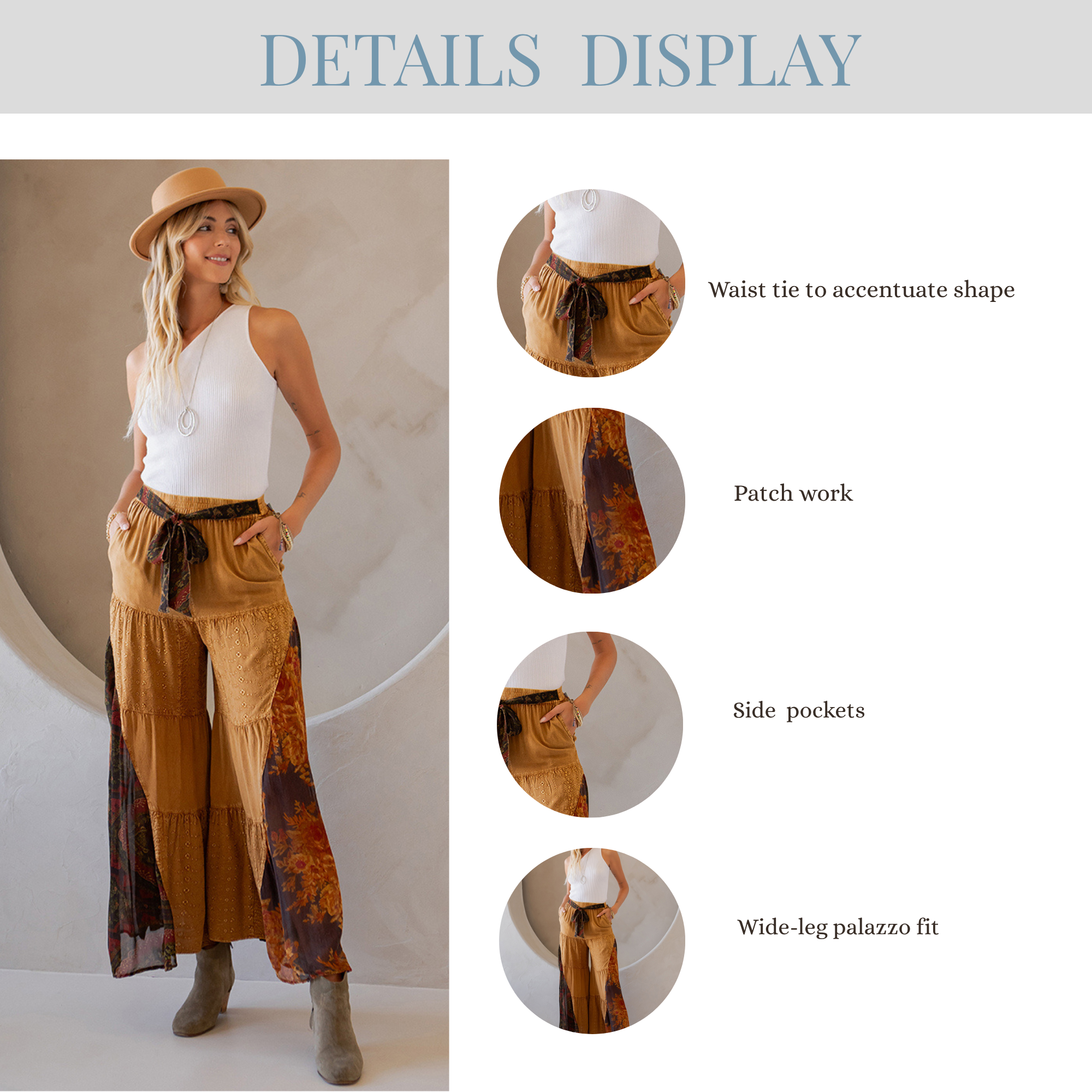Young Threads - Wholesale Pants - Women's - Rustic Bohemian: Side Paneled Patchwork Pants (New Color)4