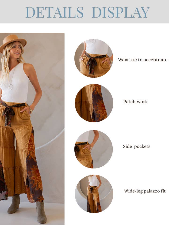 Young Threads - Wholesale Pants - Women's - Rustic Bohemian: Side Paneled Patchwork Pants (New Color)4