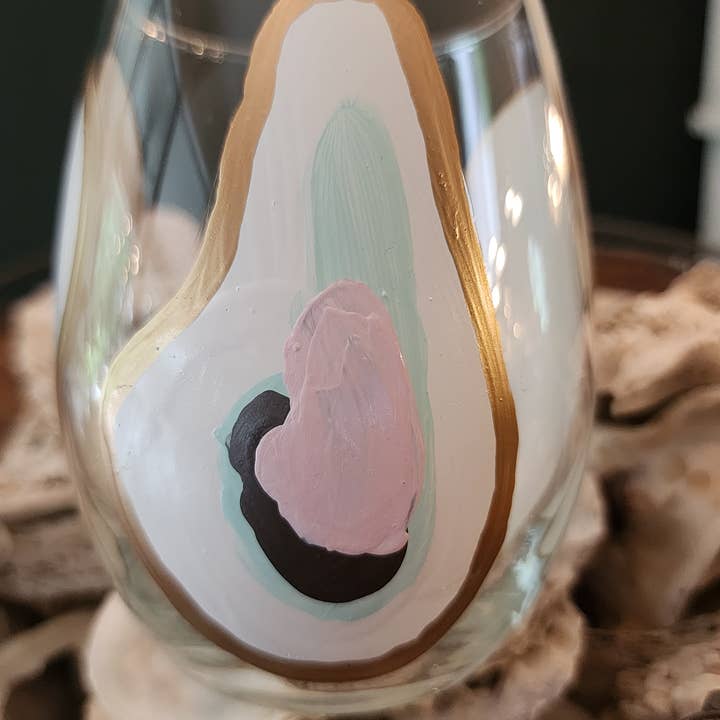 Sugarcane Home - Wholesale Wine Glass - Hand Painted Oyster Stemless Wine Glass - Beach Sunset