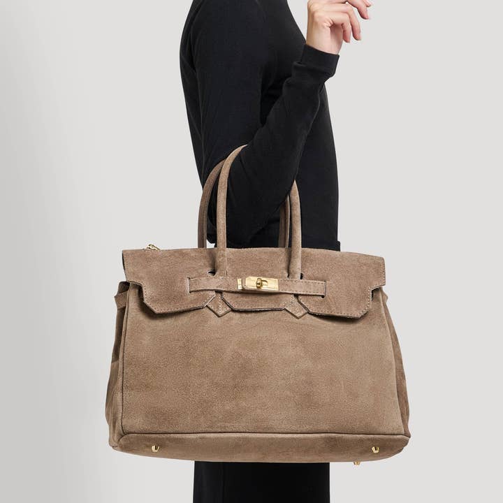 Prestige Milano - Wholesale Tote bag – Women's - Borsa Elizabeth in camoscio taupe e pelle Togo6