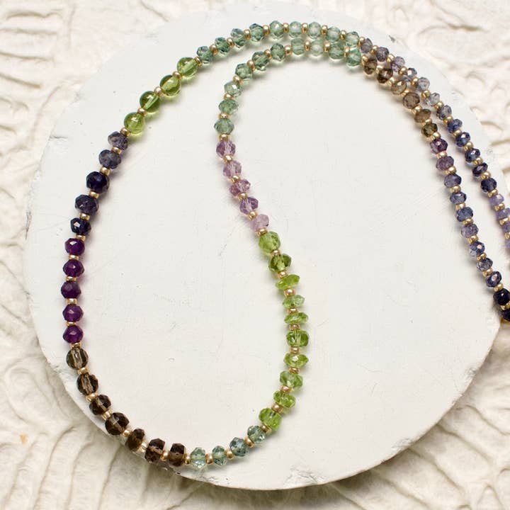 Jen Dainty Semi Precious Rondelle Neck|6 Color ways for wholesale by a.v. max