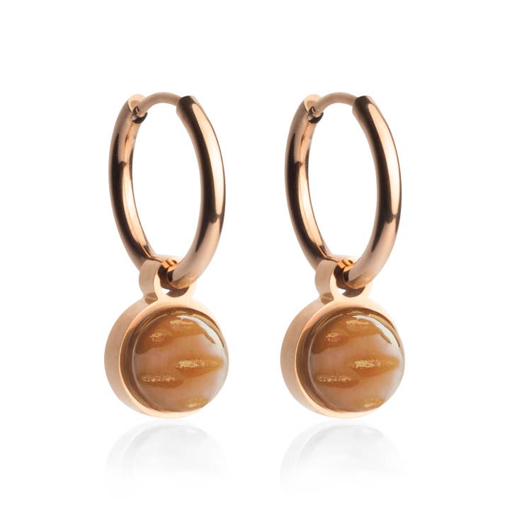 Mix & Match hoop earrings with pendant • rosé/nut brown • 16 mm for wholesale by ALEXASCHA