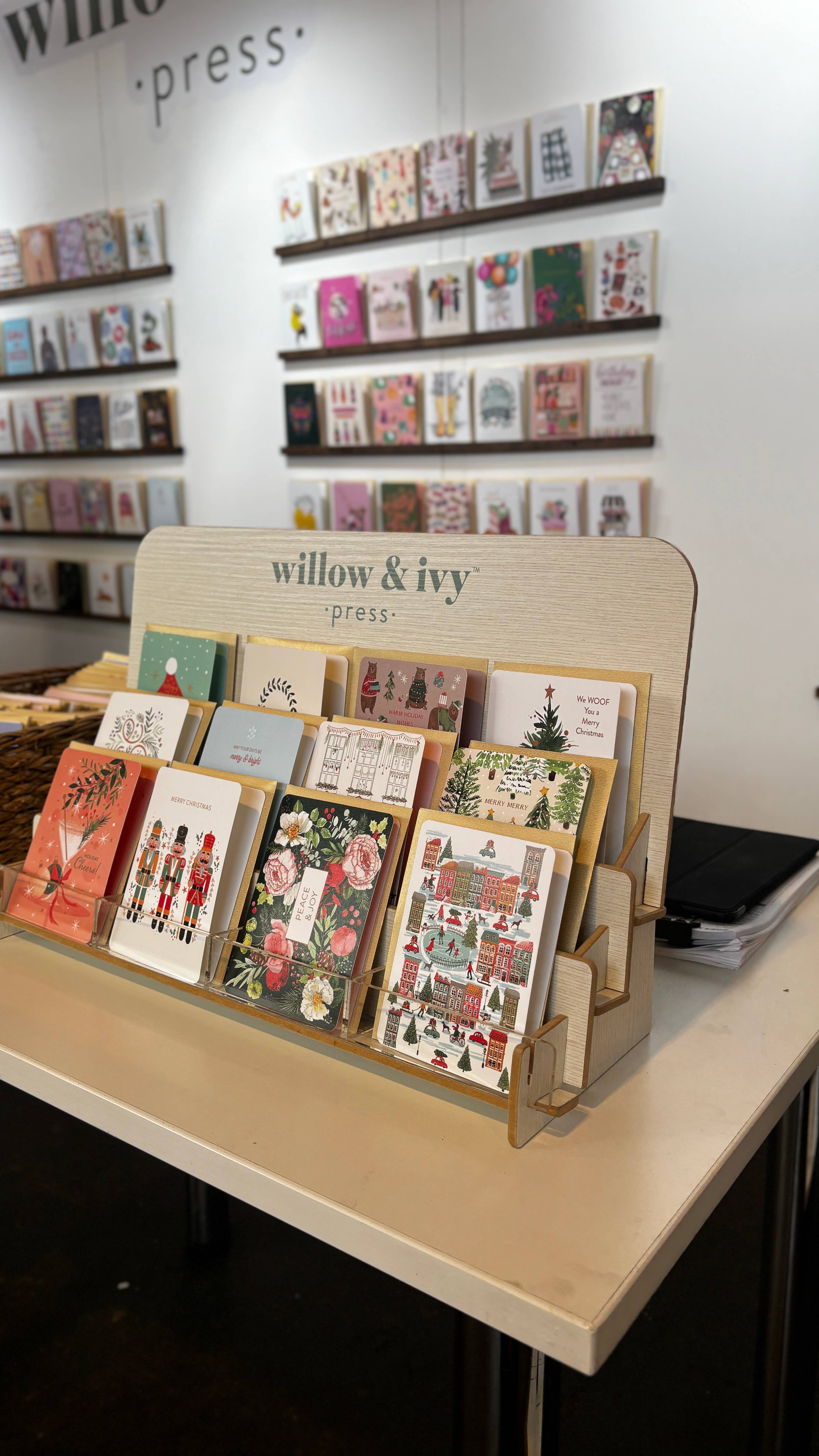 Willow & Ivy Press - Wholesale Retailer Display - Paper & Novelty - Greeting Card Counter Display $10 w/ 12 Units of Cards1