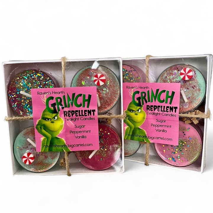 Raven’s Hearth - Wholesale Jar/Filled Candle - Grinch Repellent Candle | Peppermint Vanilla Scent | 4 oz