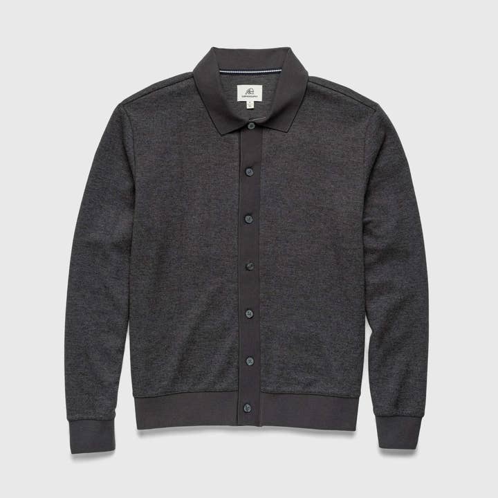 Wesley Polo Cardigan - Charcoal Heather for wholesale by SURFSIDESUPPLY