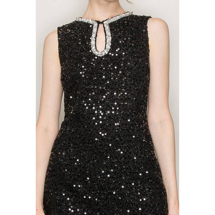 INA - Wholesale Dress – Women's - Sleeveless Embellished Tweed Sequin Mini Dress20