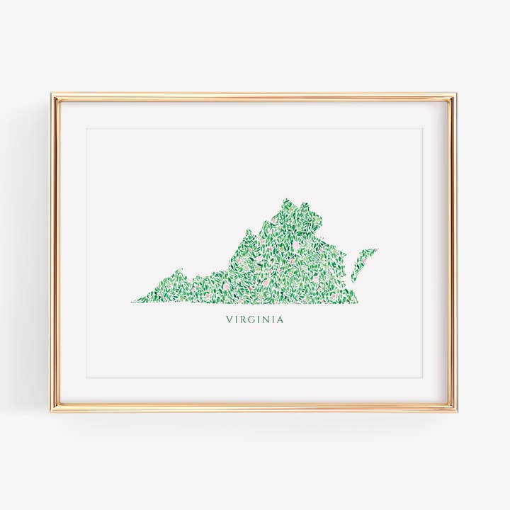 Reproduction artistique de l'État de Virginie pour la vente par Liesel Anne Studios