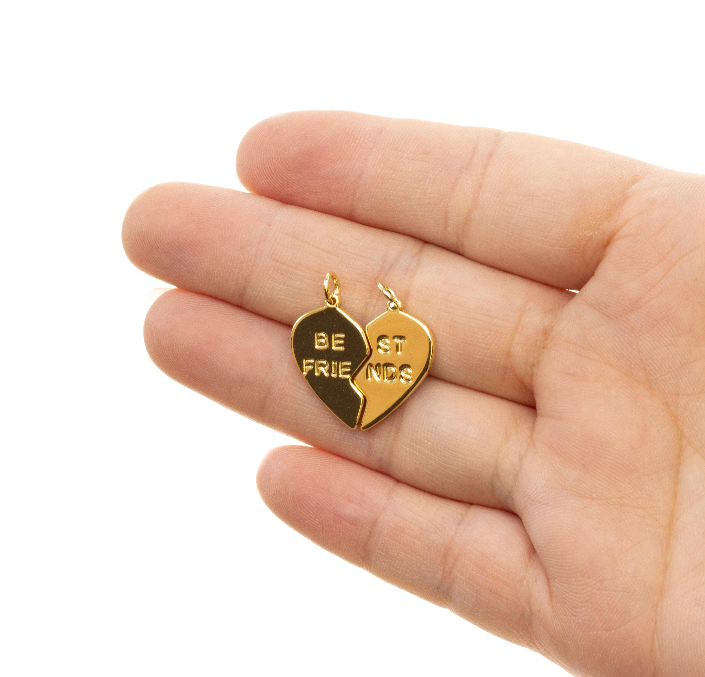 Jewel Pledge - Wholesale Individual Charm/Pendant - Two-Piece His and Hers Gold Heart Charm Valentine's Gift7