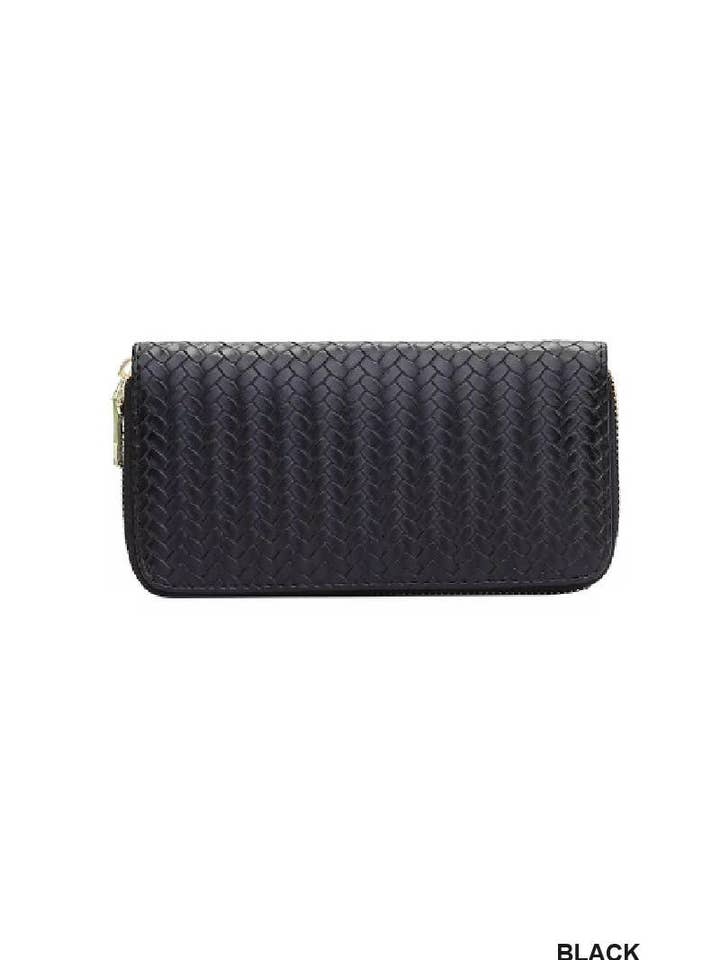 Vegan Leather Woven Weave Long Wallet for wholesale by Vanilla Monkey