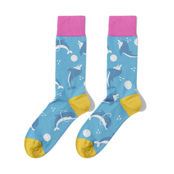 Chaussettes bleu clair sans couture en coton bio pour la vente par Billy Brown